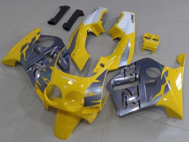 Custom 1988-1989 Honda CBR250RR MC19 Motorcycle Fairings - White Yellow Silver UK