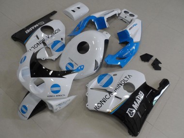 Custom 1990-1998 Honda CBR250RR MC22 Motorcycle Fairings - White Blue Glossy Black Konica Minolta UK