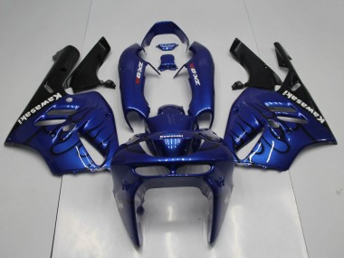 Custom 1994-1997 Kawasaki ZX9R Motorcycle Fairings - Blue Black Flame UK