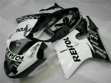 Custom 1996-2007 Honda CBR1100XX Blackbird Motorcycle Fairings - White Glossy Black Repsol UK