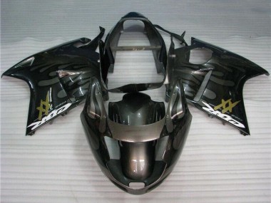 Custom 1996-2007 Honda CBR1100XX Blackbird Motorcycle Fairings - Glossy Black Silver Flame UK