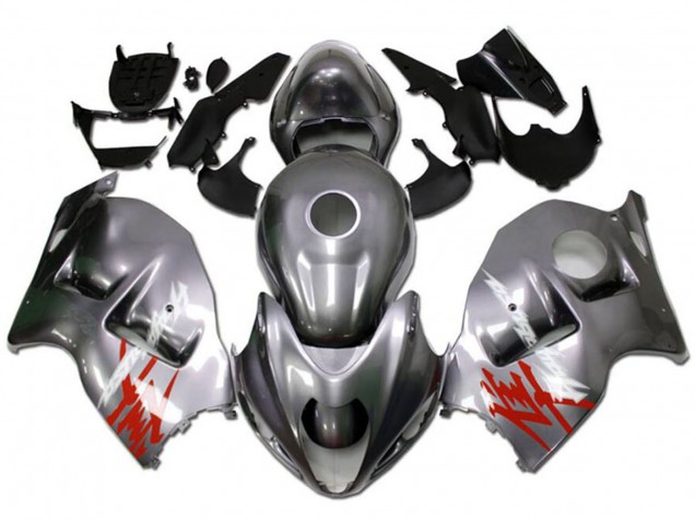 1996-2007 Suzuki GSXR 1300 Hayabusa Motorcycle Fairings - Silver with Red White Decal UK