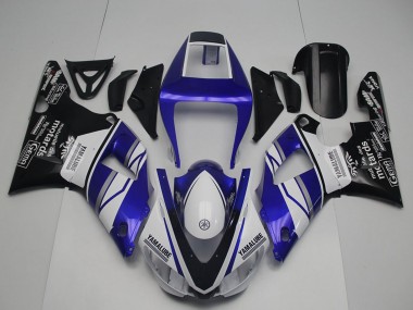 Custom 1998-1999 Yamaha YZF R1 Motorcycle Fairings - Blue White Glossy Black Yamalube Motards UK