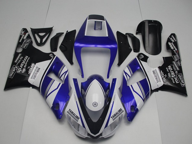 1998-1999 Yamaha YZF R1 Motorcycle Fairings - Blue White Glossy Black Yamalube Motards UK