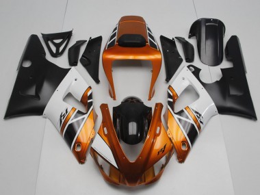 Custom 1998-1999 Yamaha YZF R1 Motorcycle Fairings - Orange Gold Grey White Black UK