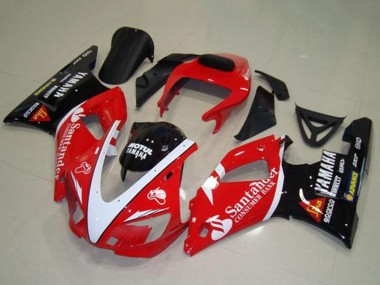 Custom 1998-1999 Yamaha YZF R1 Motorcycle Fairings - Red White Glossy Black Motul Santander UK