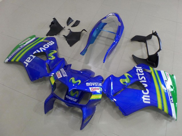 1998-2001 Honda VFR 800 Motorcycle Fairings - Blue Green White MoviStar UK