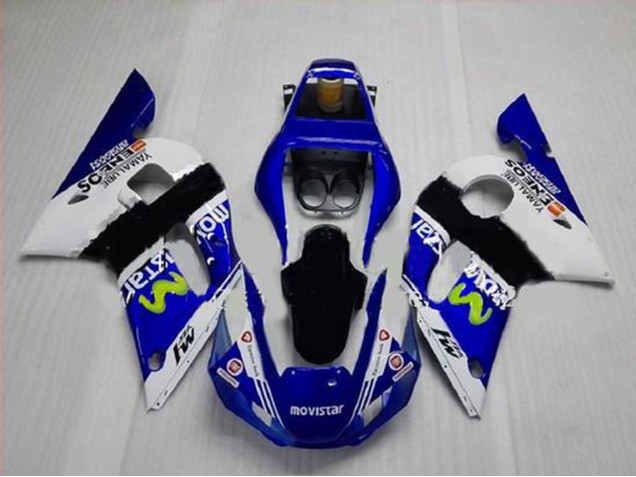 1998-2002 Yamaha YZF R6 Motorcycle Fairings - White Blue Black MoviStar ENEOS Yamalube UK