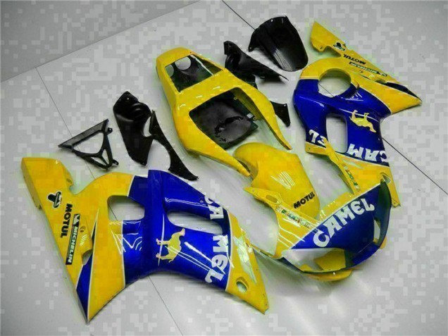 1998-2002 Yamaha YZF R6 Motorcycle Fairings - Yellow Blue White Camel Motul UK
