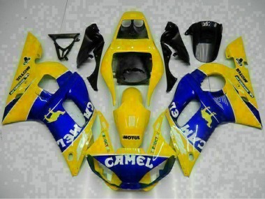 Custom 1998-2002 Yamaha YZF R6 Motorcycle Fairings - Yellow Blue White Camel Motul UK