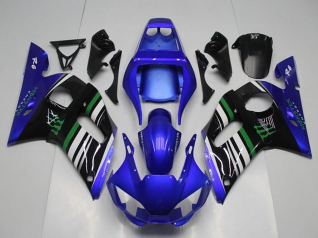 1998-2002 Yamaha YZF R6 Motorcycle Fairings - Blue White Green Black Monster UK