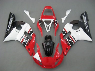 Custom 1998-2002 Yamaha YZF R6 Motorcycle Fairings - White Red Glossy Black UK