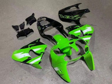 Custom 2000-2001 Kawasaki ZX9R Motorcycle Fairings - Green White Glossy Black UK