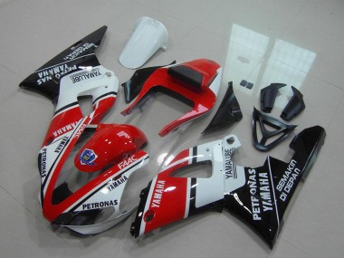 Custom 2000-2001 Yamaha YZF R1 Motorcycle Fairings - Red White Glossy Black Petronas Yamalube UK
