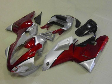 Custom 2000-2001 Yamaha YZF R1 Motorcycle Fairings - Silver Maroon Red UK