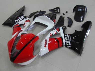 Custom 2000-2001 Yamaha YZF R1 Motorcycle Fairings - Red White Glossy Black Racing Version UK