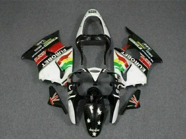 Custom 2000-2002 Kawasaki ZX6R Motorcycle Fairings - White Red Yellow Green Glossy Black Star EuroBet UK