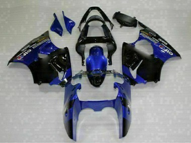 Custom 2000-2002 Kawasaki ZX6R Motorcycle Fairings - Blue Glossy Black Elf Bridgestone UK