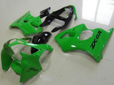 Custom 2000-2002 Kawasaki ZX6R Motorcycle Fairing - Green Glossy Black UK