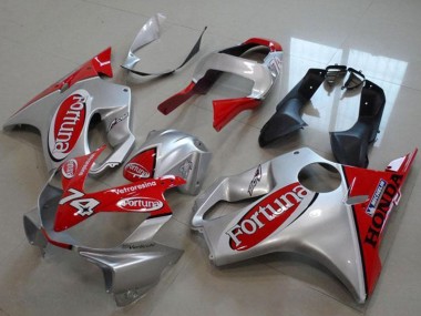 Custom 2000-2006 Honda VTR1000 Motorcycle Fairings - Silver Red Fortuna 74 UK