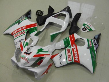 Custom 2001-2003 Honda CBR600 F4i Motorcycle Fairings - White Red Green Castrol UK