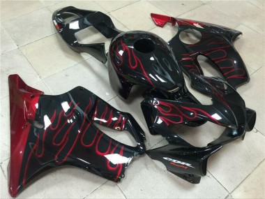 Custom 2001-2003 Honda CBR600 F4i Motorcycle Fairing - Glossy Black Red Flame UK