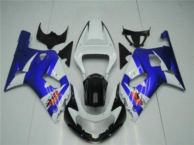 Custom 2001-2003 Suzuki GSXR 600/750 Motorcycle Fairings - White Blue Black UK