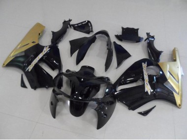 Custom 2002-2006 Kawasaki ZX12R Motorcycle Fairing Kits - Glossy Black Gold UK