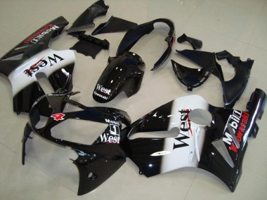 Custom 2002-2006 Kawasaki ZX12R Motorcycle Fairings - Glossy Black White West Red UK