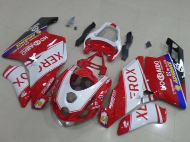 Custom 2003-2004 Ducati 999 Motorcycle Fairings - White Red Blue Glossy Black Xerox OEM Style UK