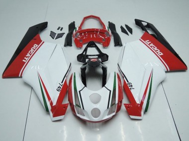 Custom 2003-2004 Ducati 749 Motorcycle Fairings - White Red Green Glossy Black UK