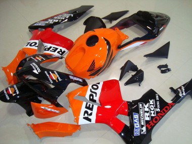Custom 2003-2004 Honda CBR600RR Motorcycle Fairings Kit - Orange White Red Glossy Black Repsol UK
