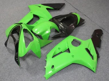 Custom 2003-2004 Kawasaki ZX6R Motorcycle Fairings - Light Green Glossy Black UK