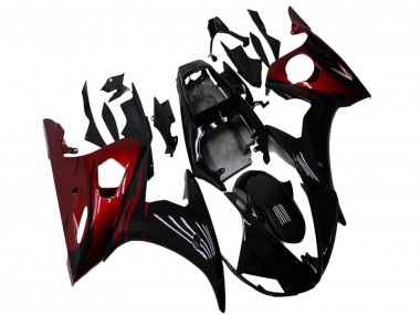 Custom 2003-2004 Yamaha YZF R6 Motorcycle Fairing Kits - Glossy Black Red UK