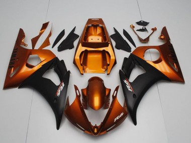 Custom 2003-2004 Yamaha YZF R6 Motorcycle Fairings - Orange Matte Black UK