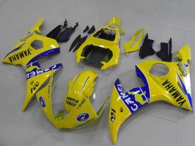 Custom 2003-2004 Yamaha YZF R6 Motorcycle Fairings - Yellow Blue Camel UK