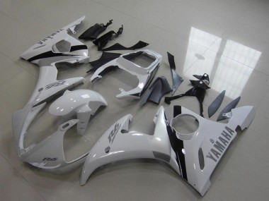 Custom 2003-2004 Yamaha YZF R6 Motorcycle Fairing Kits - White Glossy Black UK
