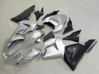 Custom 2004-2005 Kawasaki ZX10R Motorcycle Fairing - Silver Black Ninja UK