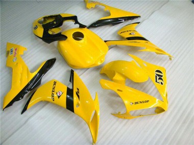 Custom 2004-2006 Yamaha YZF R1 Motorcycle Fairings - Yellow Glossy Black Dunlop 50 UK