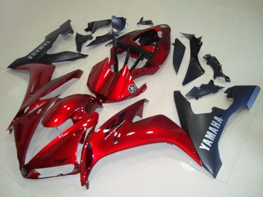 Custom 2004-2006 Yamaha YZF R1 Motorcycle Fairing - Red Matte Black UK