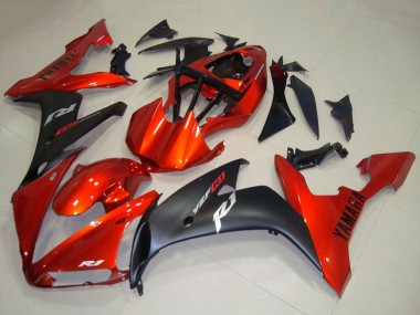 Custom 2004-2006 Yamaha YZF R1 Motorcycle Fairings - Red Matte Black UK
