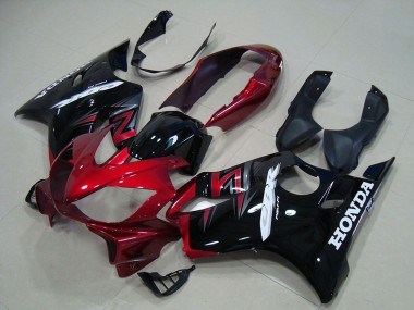 Custom 2004-2007 Honda CBR600 F4i Motorcycle Fairings Kit - Red Glossy Black UK
