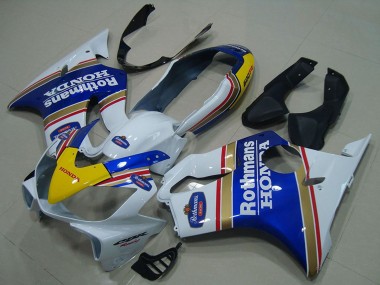 Custom 2004-2007 Honda CBR600 F4i Motorcycle Fairings - White Blue Yellow Rothmans UK