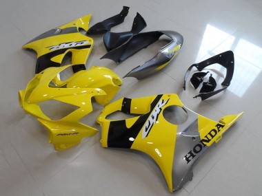 Custom 2004-2007 Honda CBR600 F4i Motorcycle Fairings - Yellow Silver Glossy Black UK