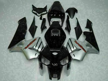 Custom 2005-2006 Honda CBR600RR Motorcycle Fairings - Glossy Black Silver UK