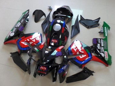 Custom 2005-2006 Honda CBR600RR Motorcycle Fairings - Black Red Green Pata UK