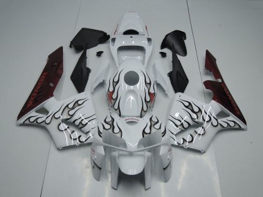 Custom 2005-2006 Honda CBR600RR Motorcycle Fairing - White Black Flame UK