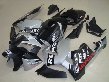 Custom 2005-2006 Honda CBR600RR Motorcycle Fairings - Matte Black Silver Repsol UK