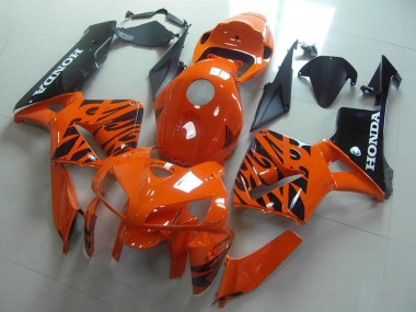 Custom 2005-2006 Honda CBR600RR Motorcycle Fairings - Orange Black Flame UK