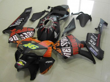 Custom 2005-2006 Honda CBR600RR Motorcycle Fairings - Matte Black Orange Yellow Rossi 46 UK